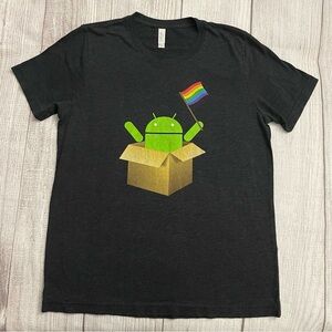 UNISEX Android LGBTQ Pride Black T-Shirt Size Medium